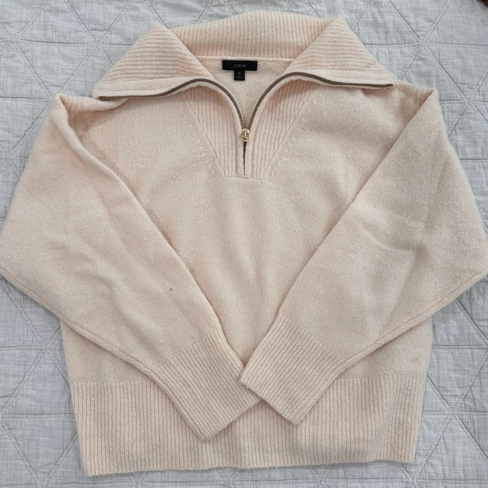 J. Crew Cream Half-Zip Collared Sweater